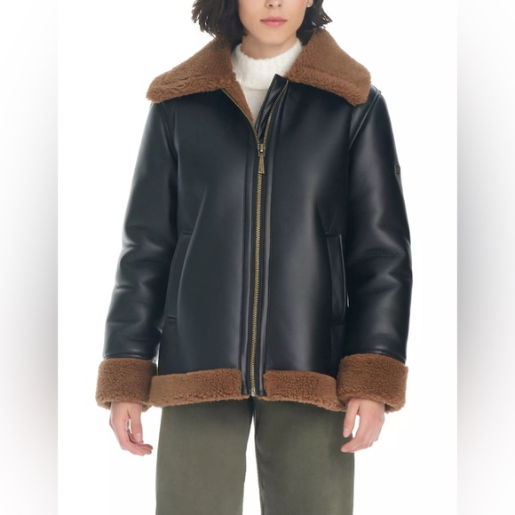 NWT - Koolaburra by UGG Women’s Faux Leather Shearling Biker Jacket - Size L - Picture 2 of 12